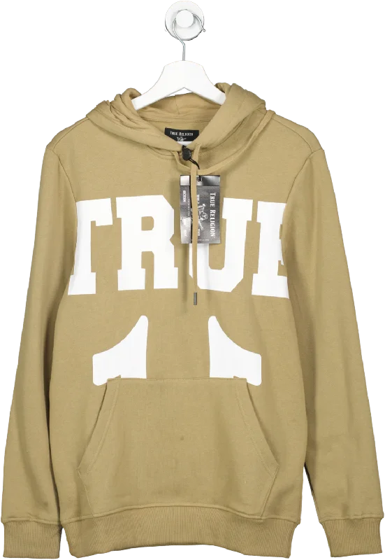 Rugged Jeans True Religion Beige Large Logo Hoodie UK XS