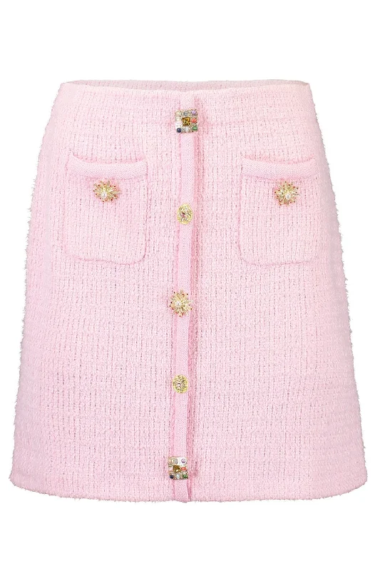 Stand-up collar design Jewel Button Mini Skirt