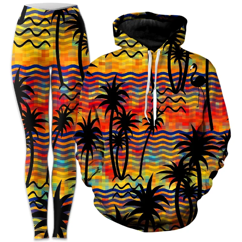 Retro Style Flamingo Island Hoodie and Leggings Combo