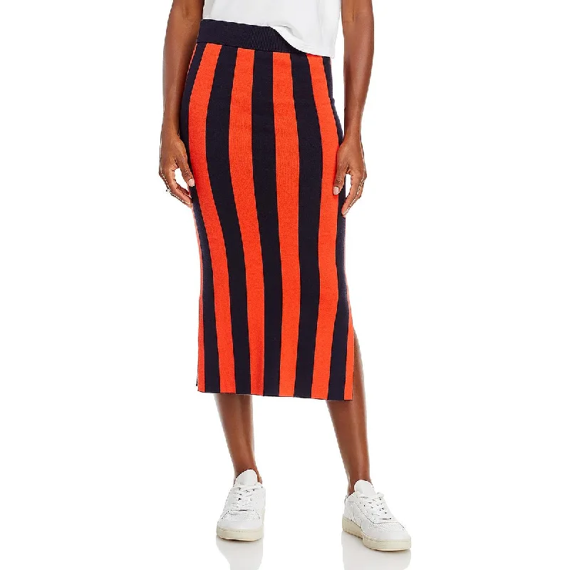 Street Personality Style Kule Womens Silk Blend Striped Pencil Skirt