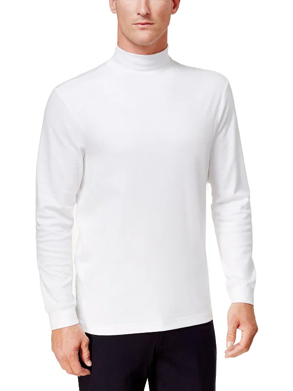 Relaxed Trousers Mens Stretch Cotton Turtleneck Shirt