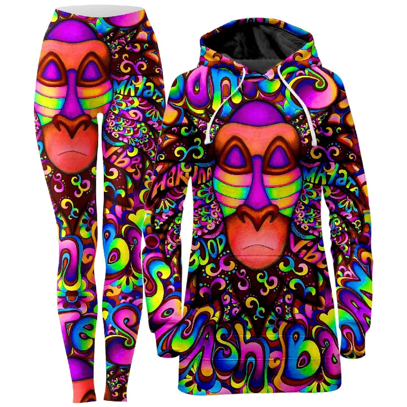 Extra long version Rafiki Vibes Hoodie Dress and Leggings Combo