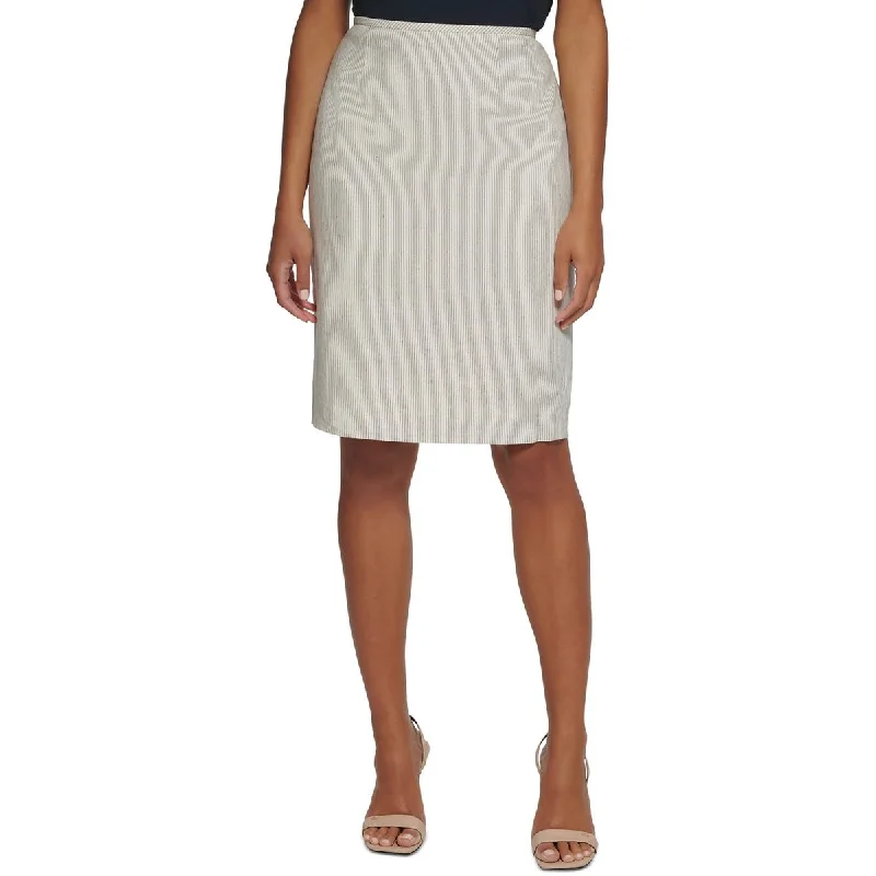 British casual Calvin Klein Womens Knee Length Pinstripe Pencil Skirt