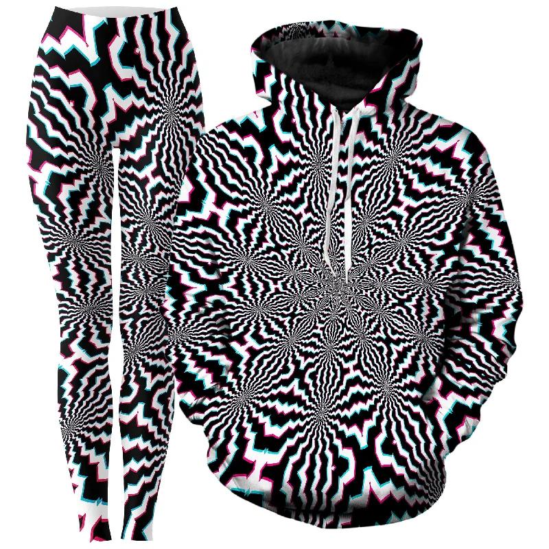 Style Design Fractal Ripples Hoodie and Leggings Combo