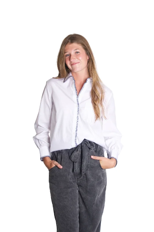 Multi-functional style Maxine Blanket Stitch Shirt