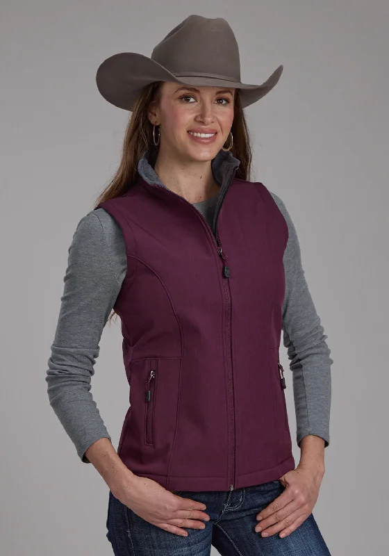 Black And White Style Roper Womens Technical Fleece Wine Polyester Softshell Vest