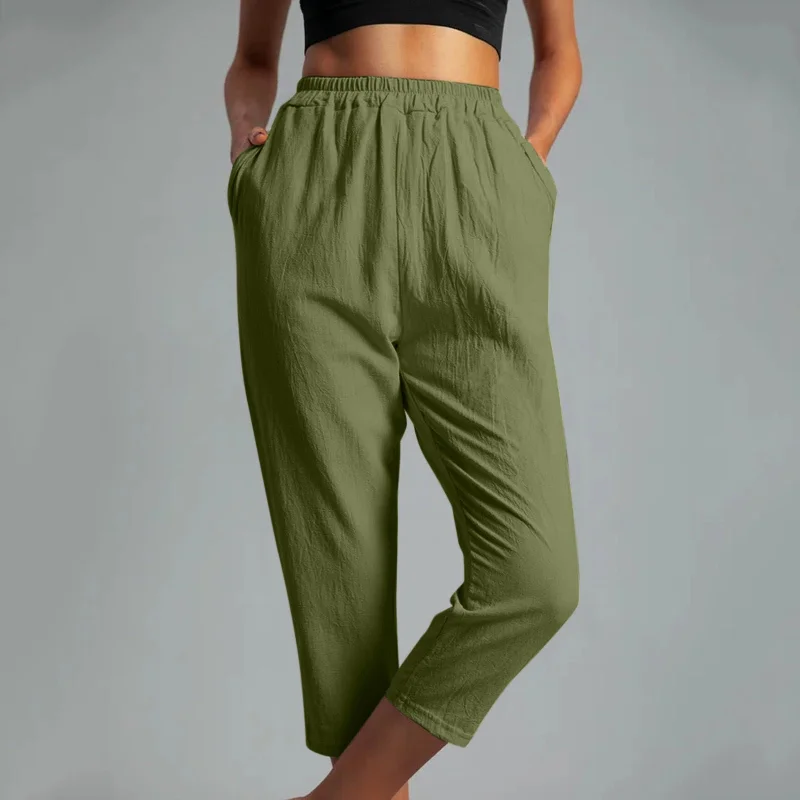 Moisture wicking Casual Linen Summer Trousers for Women