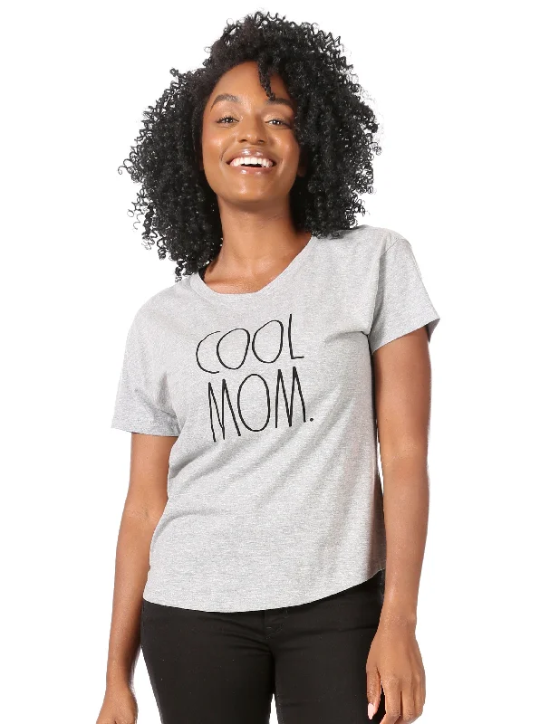 Fashion Style Women's "COOL MOM" Short Sleeve Shirttail Hem T-Shirt