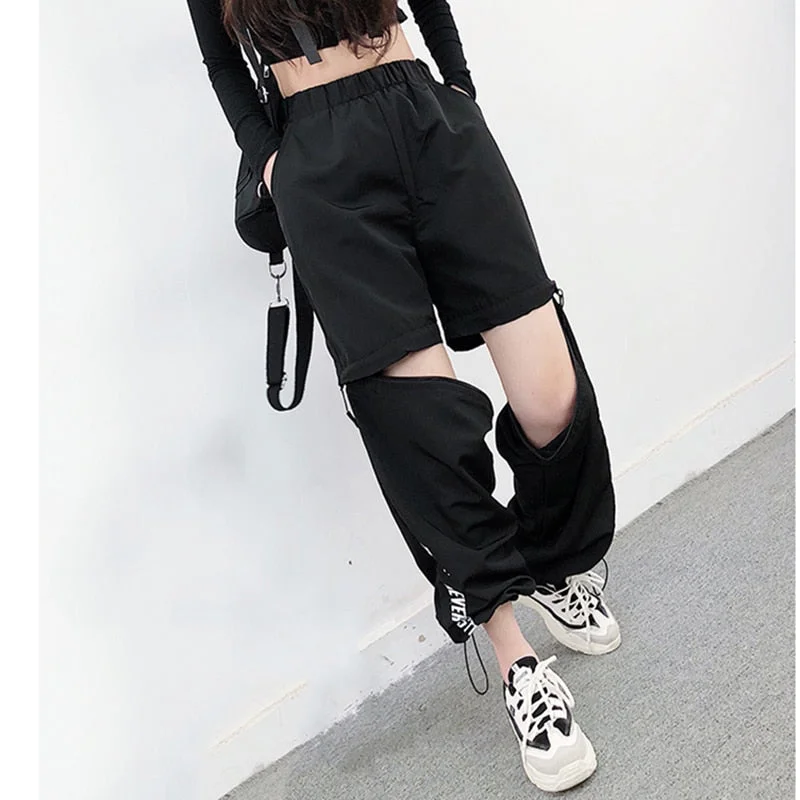 Independent design Zipper Knee High Waist Loose Pants Unisex