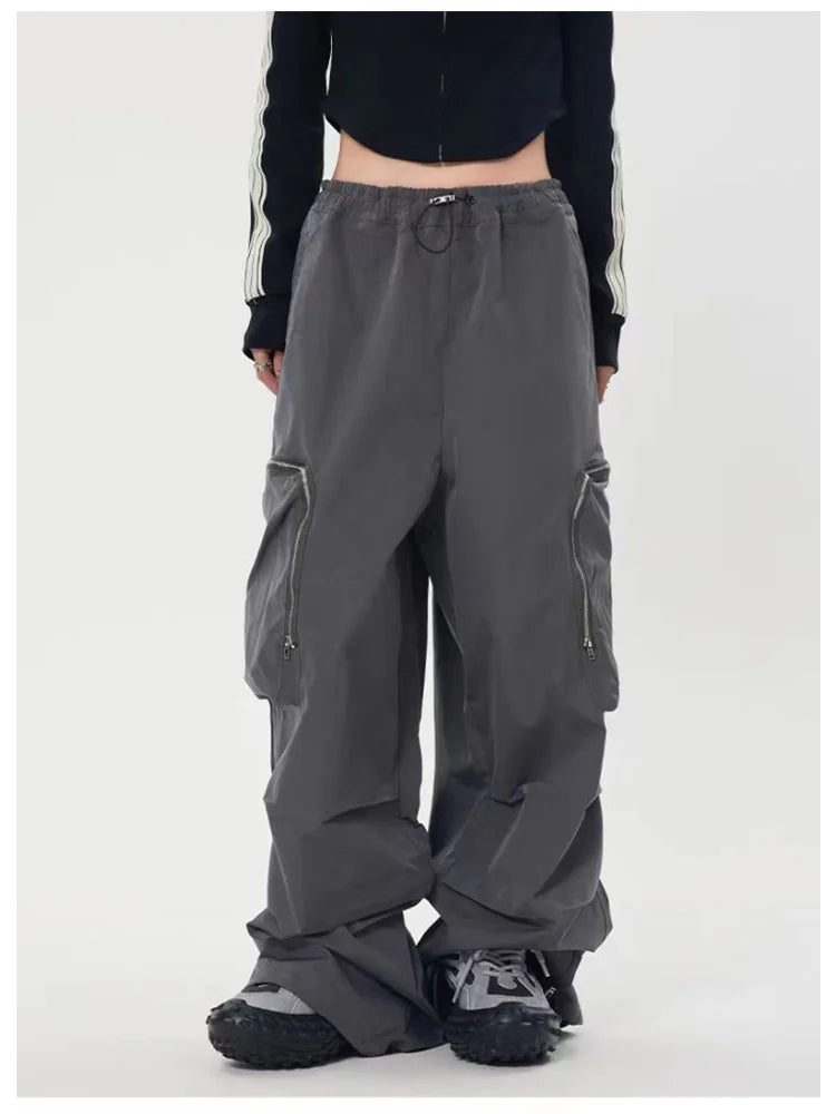 Stand-up collar design Hip Hop Baggy Cargo Y2K Streetwear Oversize Wide Leg Techwear Korean Pant