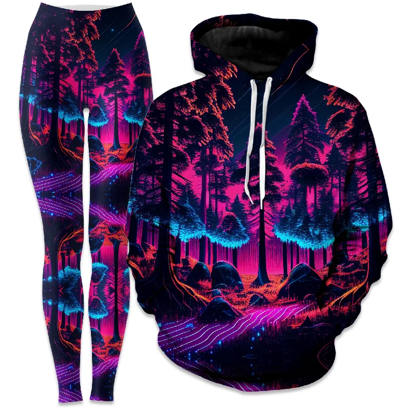 Classic style Neon Forest Hoodie and Leggings Combo