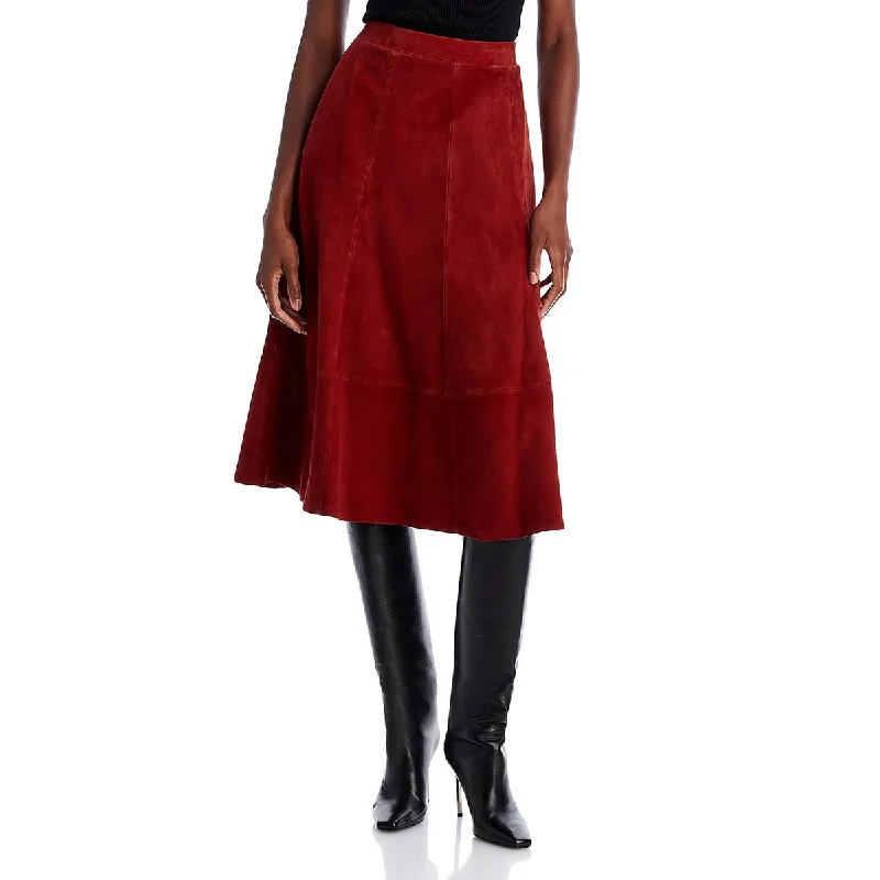 End Of The Year Kobi Halperin Womens Amanda Suede A-Line Midi Skirt