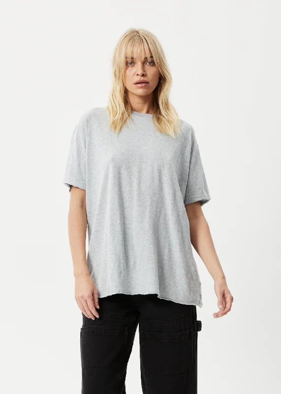 Elegant And Lazy AFENDS Womens Slay - Oversized Tee - Shadow Grey Marle