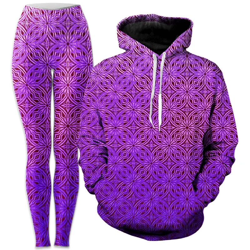 Sports Jacket Psy Mosik Magenta Hoodie and Leggings Combo