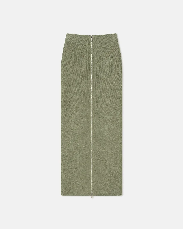 Comfortable Design Nima - Terry-Knit Midi Skirt - Faded Sage