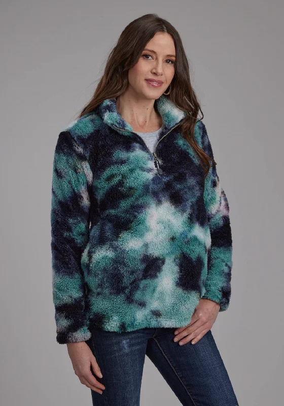 Sports Tights Roper Womens Tie Dye Polar Blue 100% Polyester Fleece Jacket