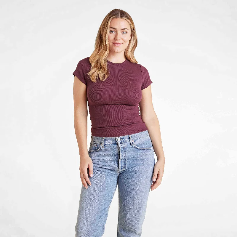 Sweet breath Slinky Rib Tee | Merlot