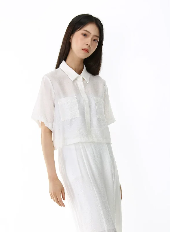 Elegant And Elegant Silky Collared Shirt IJ09