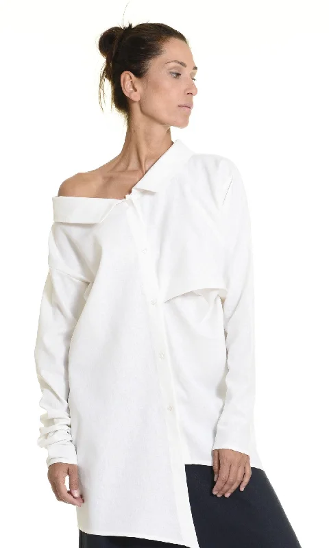 Knowledge And Elegance Asymmetric Multi-way Linen Shirt