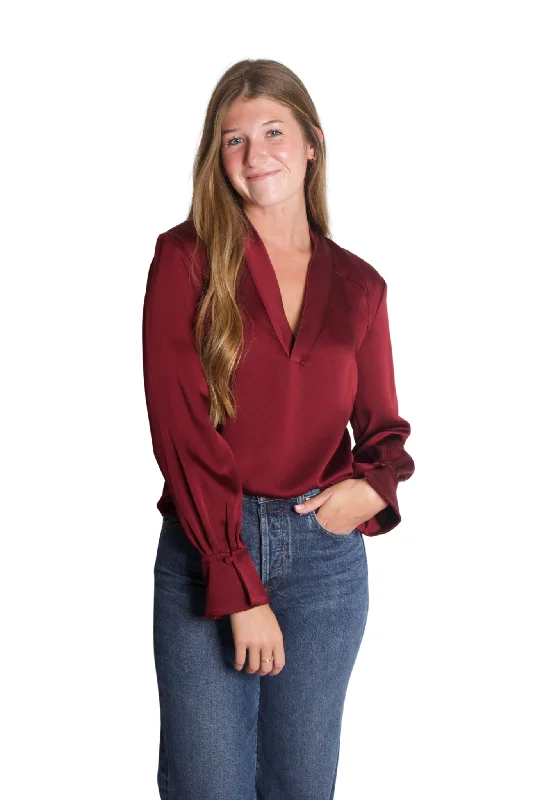 High-waisted pants style Maisey V Neck Blouse