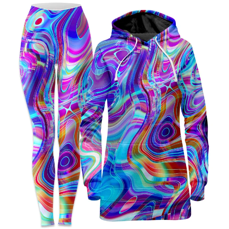 Windbreaker fashion Aqua Realm Hoodie Dress and Leggings Combo