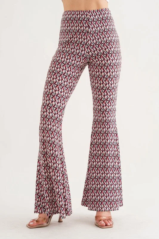 Design sense PINK GEOMETRIC PRINT WIDE-LEG PANTS BT6605NPA