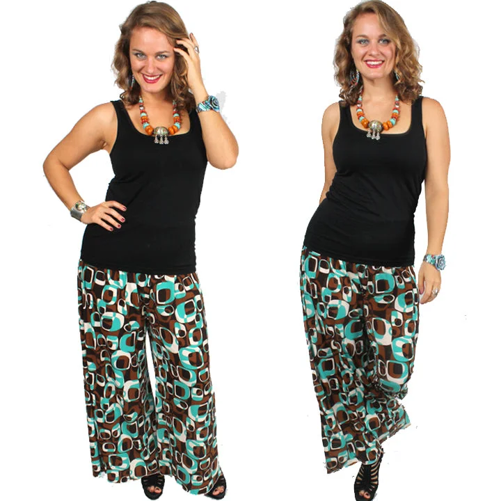 Sports Zipper Style Sunheart  Wide Leg Palazzo Pant Boho Resort Sml-6x Plus