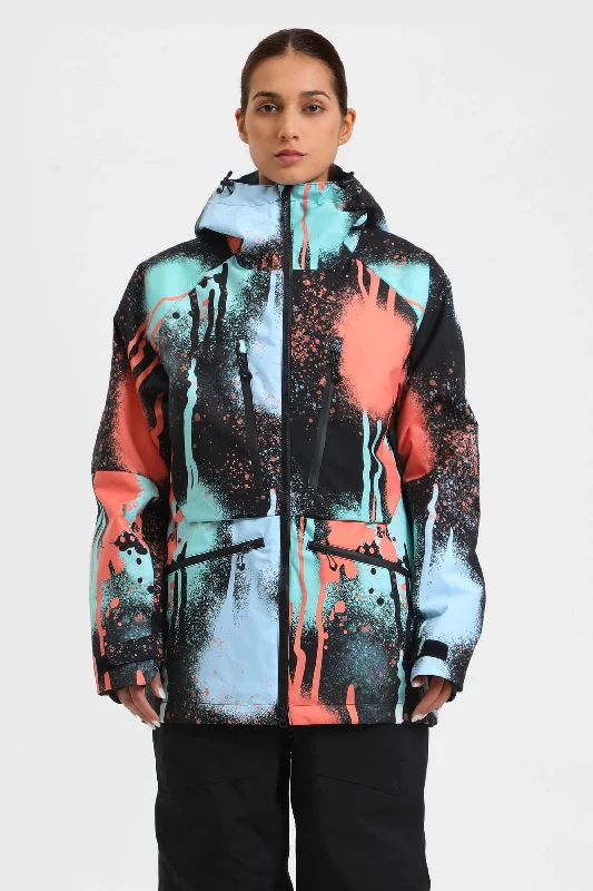 Sports Cool Women's Splatter Printed Multifunctional Waterproof Insulated Snow Jacket