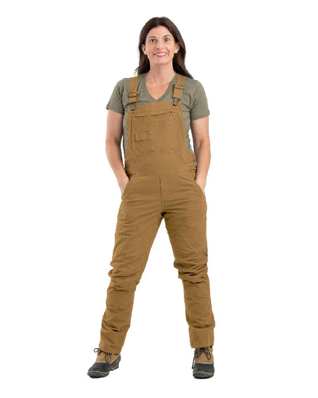 Free and comfortable Berne Womens Unlined Stretch Brown Duck Cotton Blend Bib Overall