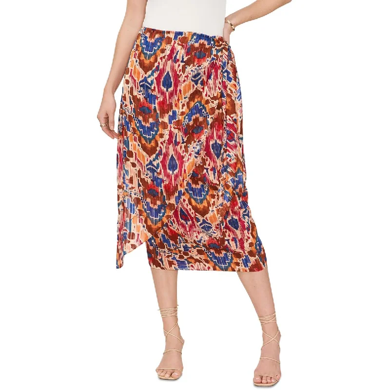 Retro Stripes Vince Camuto Womens Printed Front-Tie Midi Skirt