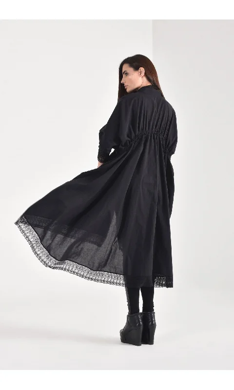 Warm Winter Series Maxi Shirt Dress with Lace Ends