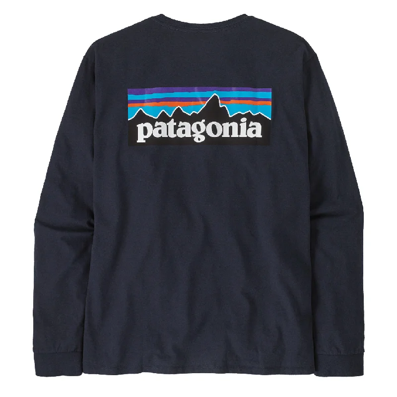 Fashion Accessories Patagonia L/S P-6 Logo Responsibili-Tee New Navy