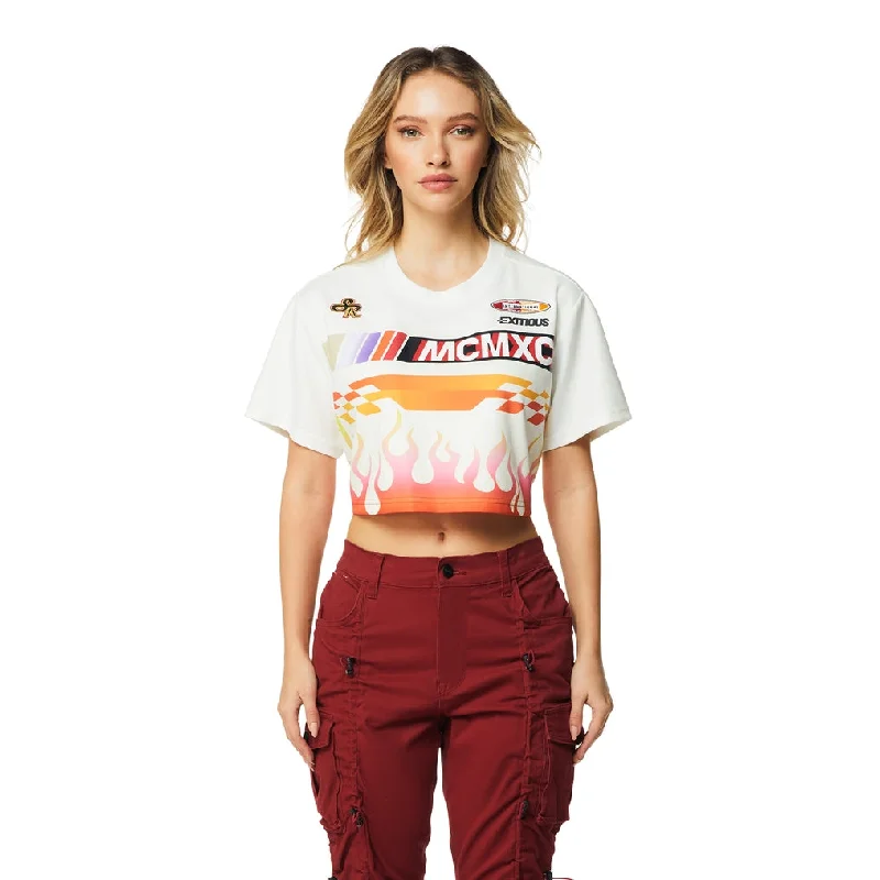 Wandering freely Cropped Racing T-Shirt - Red