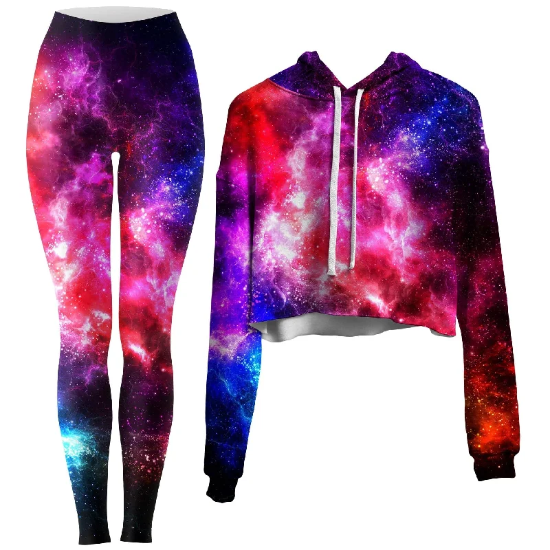 Sweet breath Galaxy Vibe Crop Hoodie and Leggings Combo