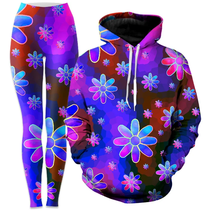 Retro Skirt Design Floral Fantasy Abstract Hoodie and Leggings Combo