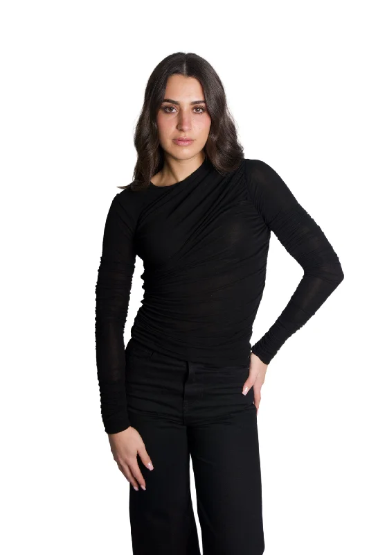 Round neck design Tania Twist Tee in Black