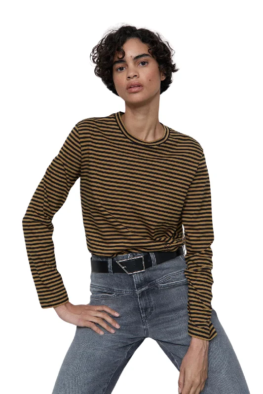 Printed pattern Long Sleeve Striped Shirt in Tullamore Brown