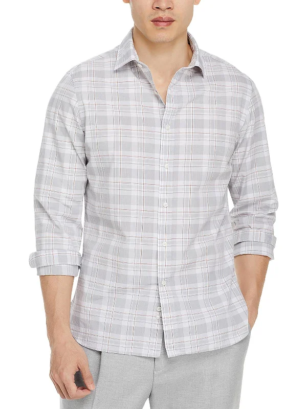 Tailored Blazers Mens Plaid Long Sleeve Button-Down Shirt