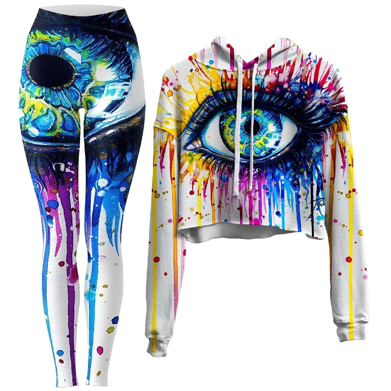 Multi-functional style Eyecopi Kopie Crop Hoodie and Leggings Combo