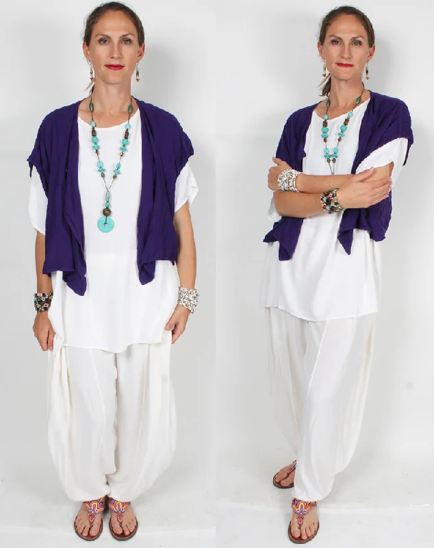 Street Style Suit Tienda ho  Harem White Pants Moroccan Cotton Sml-5x