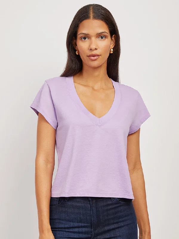 Casual And Casual The Cotton Boxy Deep V-Neck Tee