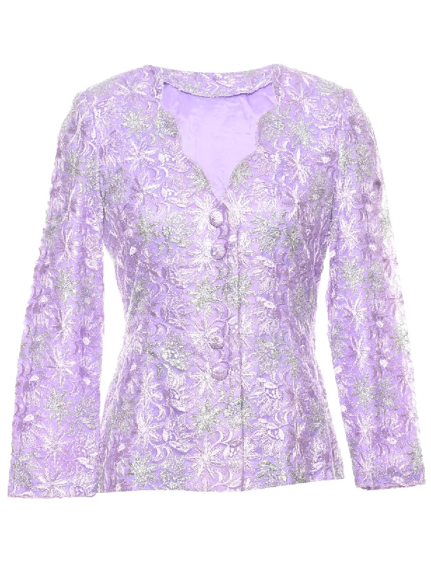 Knowledge And Elegance Floral Pattern Evening Jacket - S