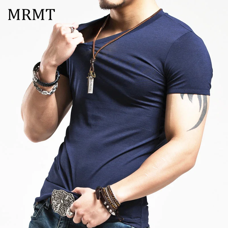 Athletic Vests 2018 MRMT Brand Clothing 10 colors elastic V neck Men T Shirt Mens Fashion Tshirt Fitness Casual Male T-shirt 5XL Free Shipping