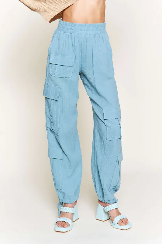 Sports Jacket DUSTY BLUE LINEN WIDE LEG CARGO PANTS P9334