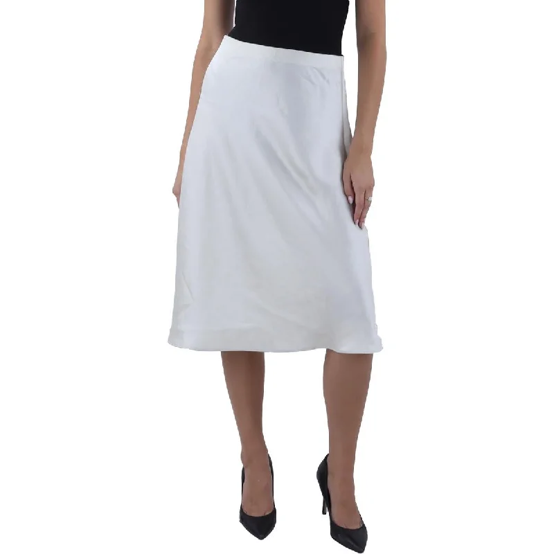 New Products BCBGMAXAZRIA Womens Satin Shimmer Midi Skirt