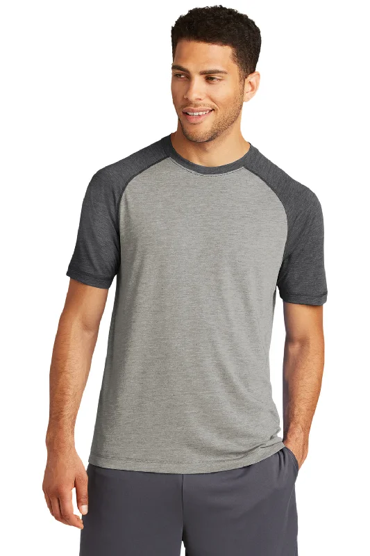 Work Clothes Sport-Tek Mens Moisture Wicking Short Sleeve Crewneck T-Shirt - Heather Light Grey/Heather Dark Grey