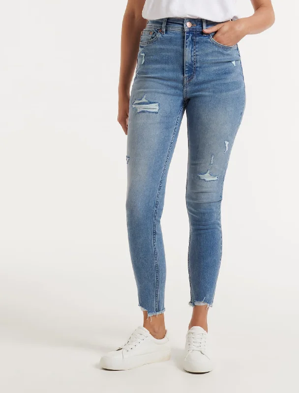 Round neck design Ashley Mid Rise Skinny Jean