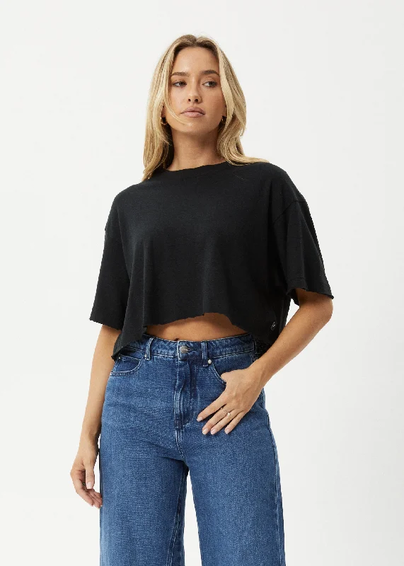 Sweet Girl AFENDS Womens Slay Cropped - Oversized Tee - Black