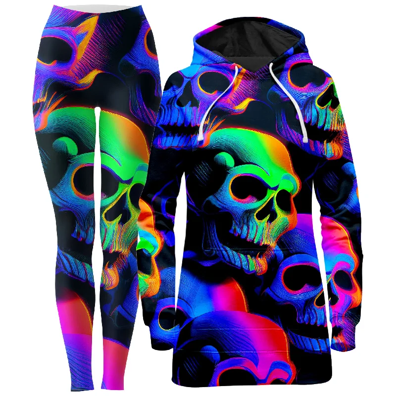 Warm and substantial Psychedelic Nightmare Hoodie Dress and Leggings Combo