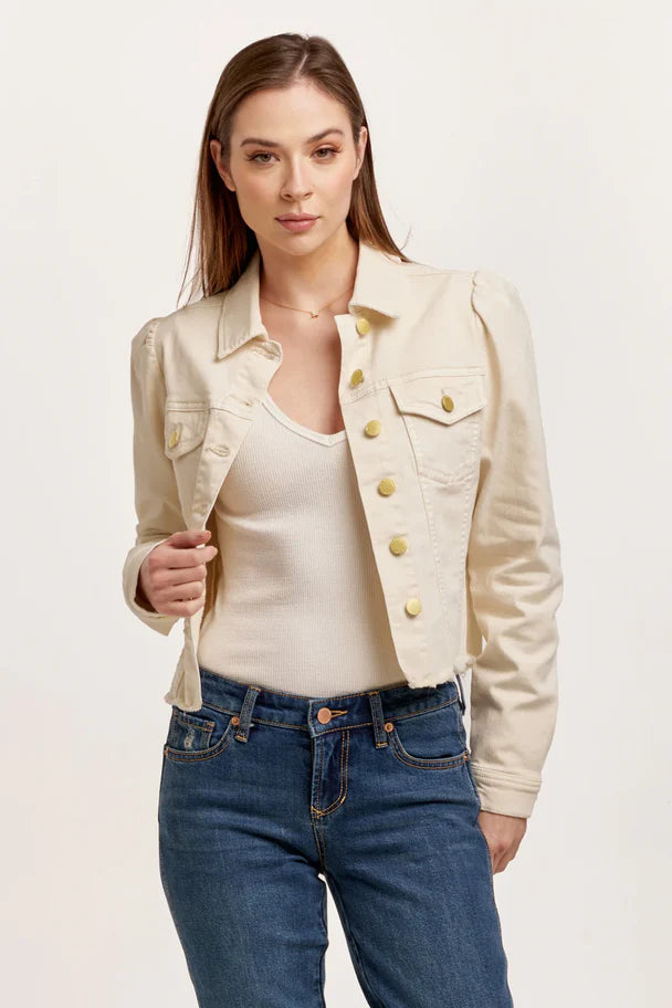 Street Letter Style Dear John Roselyn Cut Off Jacket Wheat